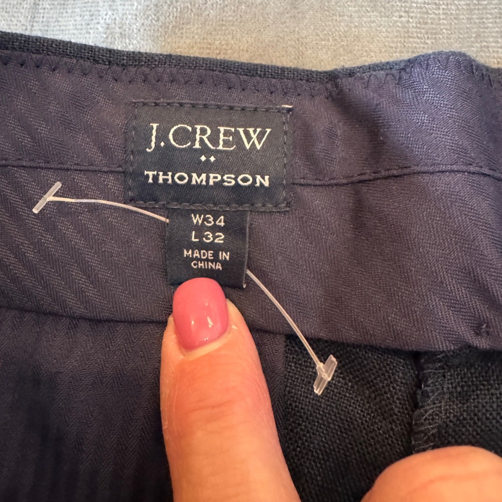 J. Crew Mens Thompson 100% Linen Pants 34x32 Navy Tapered Quiet Luxury Preppy - Picture 3 of 9